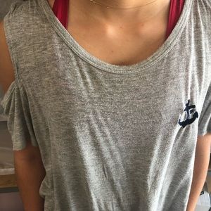 Grey off the shoulder shirt